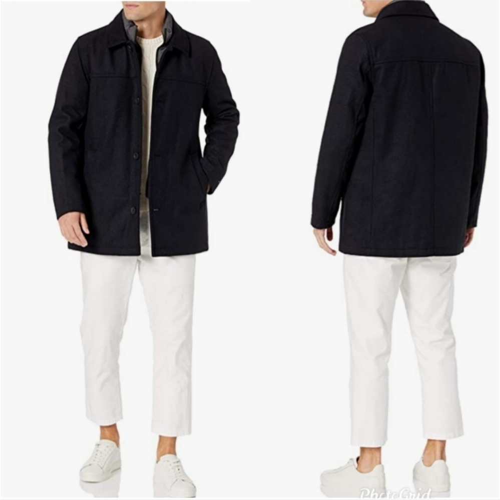 Tommy Hilfiger Gray Melton Car Coat with attached Vest Size XL $275 NWT